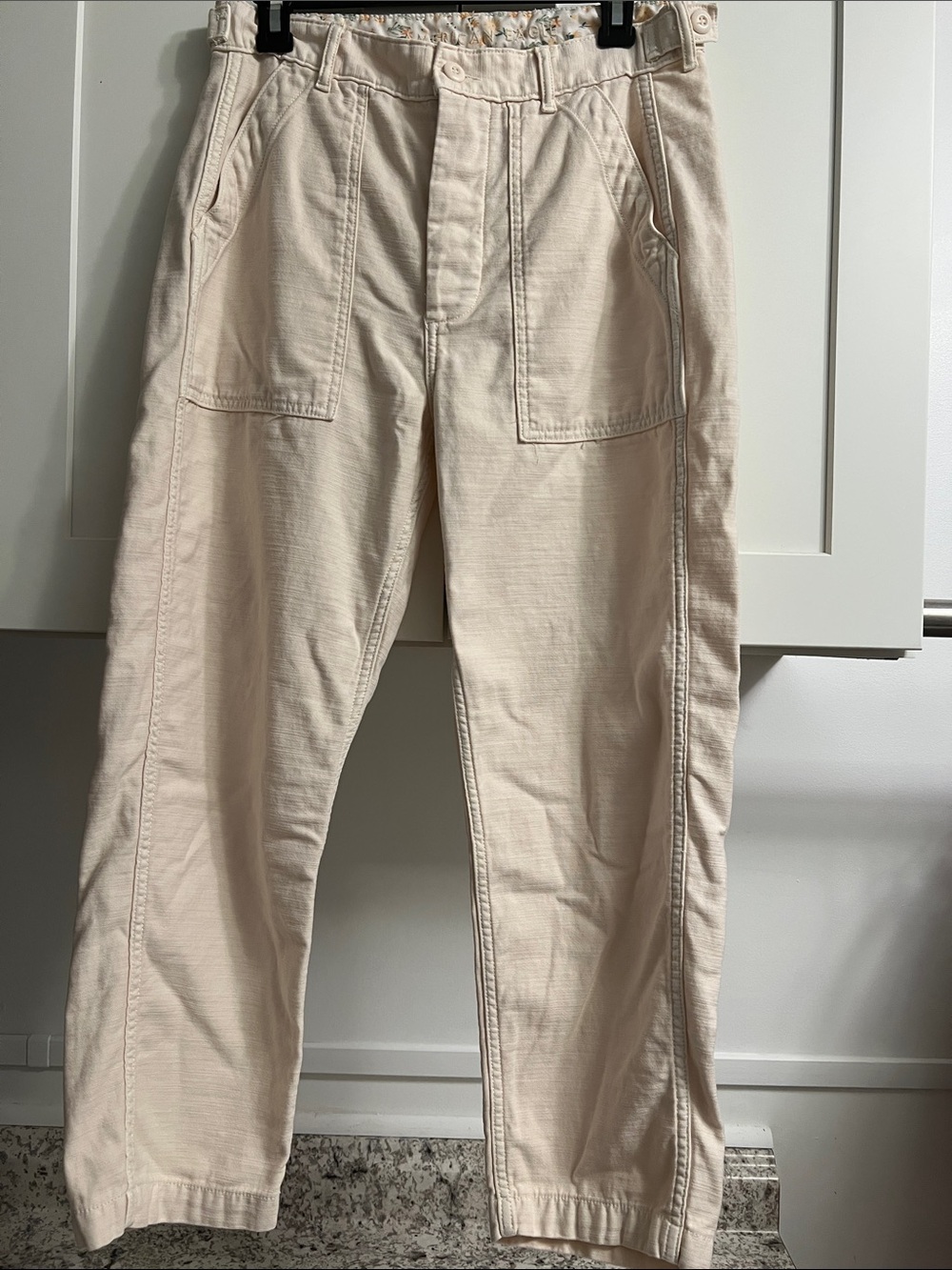 American Eagle Outfitters Light Cream Utility Trousers